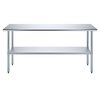 Amgood Stainless Steel Metal Table with Undershelf, 72 Long X 18 Deep AMG WT-1872